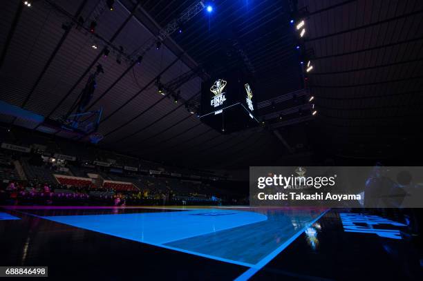 General view of the gymnasium prior to the B. League final match between Kawasaki Brave Thunders and Tochigi Brex at Yoyogi National Gymnasium on May...