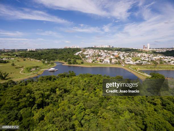 aerial view goiania skyline - goiania fotografías e imágenes de stock