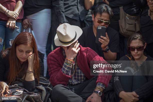 Fans mourn graveside after funeral services for Soundgarden frontman Chris Cornell at Hollywood Forever Cemetery on May 26, 2017 in Hollywood,...