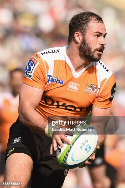 Daniel Marais of the Cheetahs runs with the ball during the Super Rugby Rd 14 match between Sunwolves and Cheetahs at Prince Chichibu Memorial Ground...