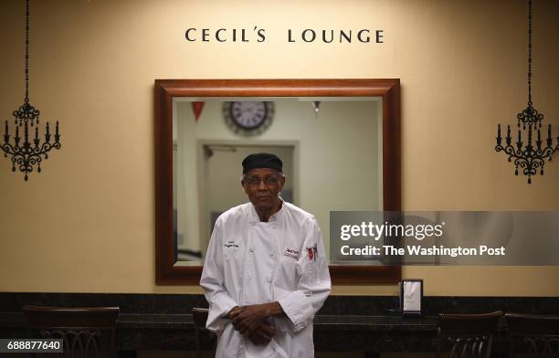 Cecil Exum poses for a portrait photograph inside the employee's cafeteria which is named "Cecil's Lounge" after him at the Marriott Crystal Gateway...