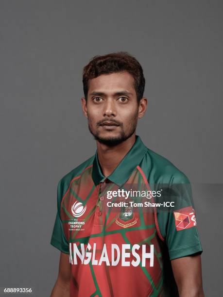 Shafiul Islam of Bangladesh poses for a picture during the Bangladesh Portrait Session for the ICC Champions Trophy at Grand Hyatt on May 26, 2017 in...