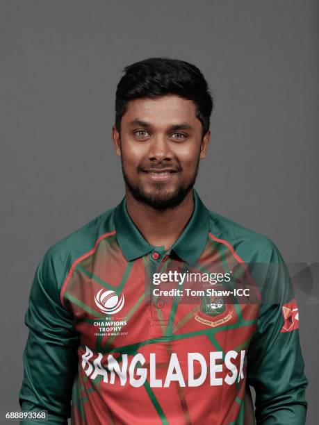 Sabbir Rahman of Bangladesh poses for a picture during the Bangladesh Portrait Session for the ICC Champions Trophy at Grand Hyatt on May 26, 2017 in...