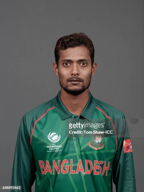 Shafiul Islam of Bangladesh poses for a picture during the Bangladesh Portrait Session for the ICC Champions Trophy at Grand Hyatt on May 26, 2017 in...