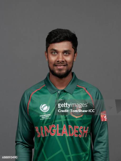Sabbir Rahman of Bangladesh poses for a picture during the Bangladesh Portrait Session for the ICC Champions Trophy at Grand Hyatt on May 26, 2017 in...