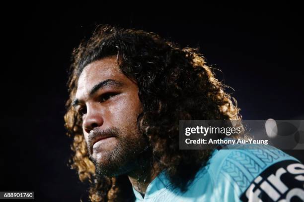 Adam Blair of the Broncos looks on after the round 12 NRL match between the New Zealand Warriors and the Brisbane Broncos at Mt Smart Stadium on May...