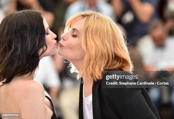 Actresses Emmanuelle Seigner and Eva Green attend the "Based On A True Story" photocall during the 70th annual Cannes Film Festival at Palais des...