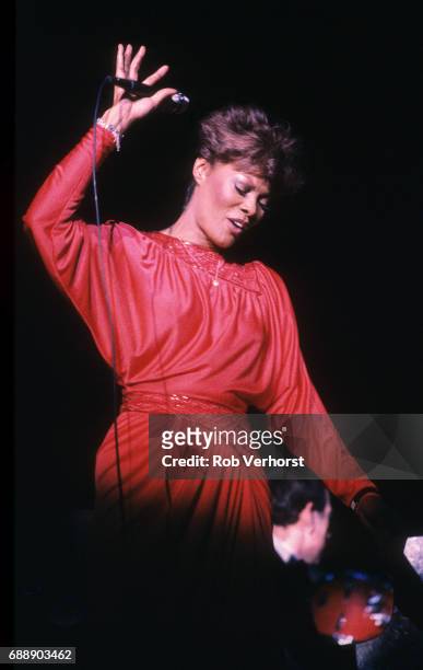 Dionne Warwick performs on stage, Congresgebouw, Den Haag, Netherlands, 1st May 1983.