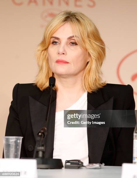 Actress Emmanuelle Seigner attends the "Based On A True Story" press conference during the 70th annual Cannes Film Festival at Palais des Festivals...