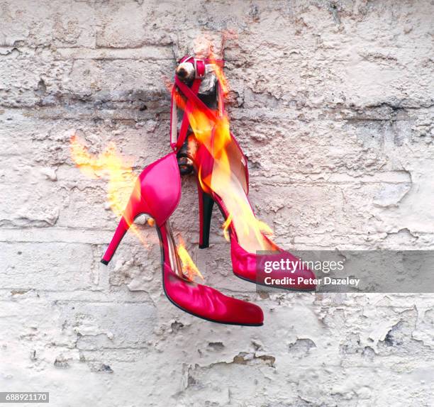 killer heels on fire revenge - stiletto stock pictures, royalty-free photos & images