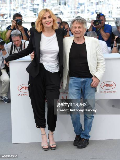 Emmanuelle Seigner and Roman Polanski attend the "Based On A True Story" Photocall during the 70th annual Cannes Film Festival at Palais des...