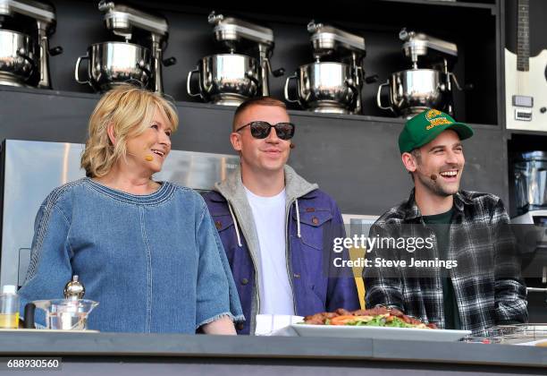 Martha Stewart and musicians Macklemore and Ryan Lewis cook at the William Sonoma Culinary stage on Day 1 of BottleRock Napa Valley 2017 on May 26,...