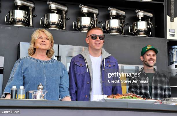 Martha Stewart and musicians Macklemore and Ryan Lewis cook at the William Sonoma Culinary stage on Day 1 of BottleRock Napa Valley 2017 on May 26,...