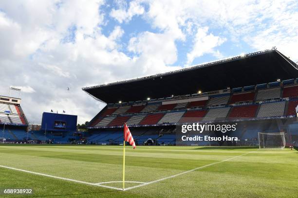 General view of the stadium prior to the UEFA Champions League Semi Final second leg match between Club Atletico de Madrid and Real Madrid CF at...
