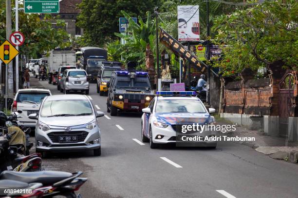 Police entourage simulates security detail to prepare for the arrival of Schapelle Corby at the Parole Board Office before she departs Indonesia....