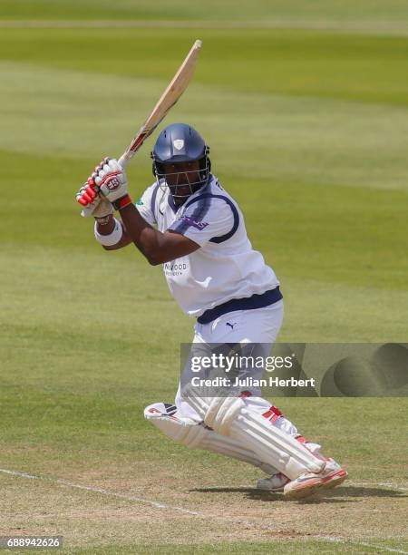 Michael Carberry of Hampshire bats during Day Two of The Specsavers County Championship Division One match between Somerset and Hampshire at The...