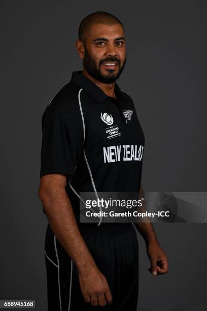 Jeetan Patel of New Zealand poses for a portrait at the team hotel on May 25, 2017 in London, England.