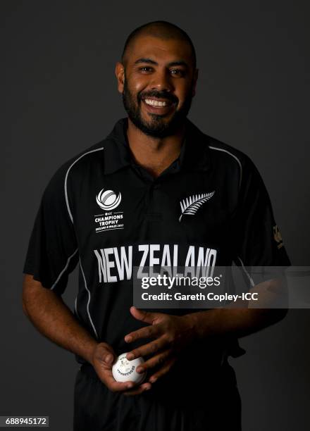 Jeetan Patel of New Zealand poses for a portrait at the team hotel on May 25, 2017 in London, England.