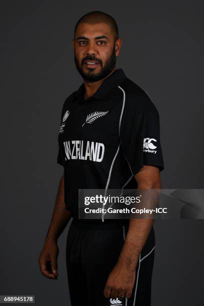 Jeetan Patel of New Zealand poses for a portrait at the team hotel on May 25, 2017 in London, England.