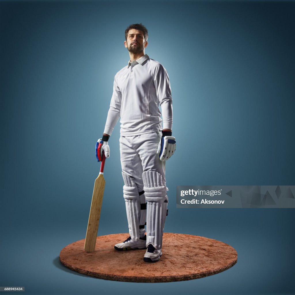 Cricket player in action