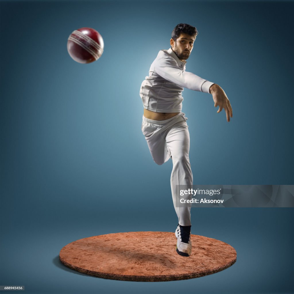 Cricket player in action