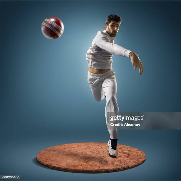 cricket player in action - cricket player imagens e fotografias de stock