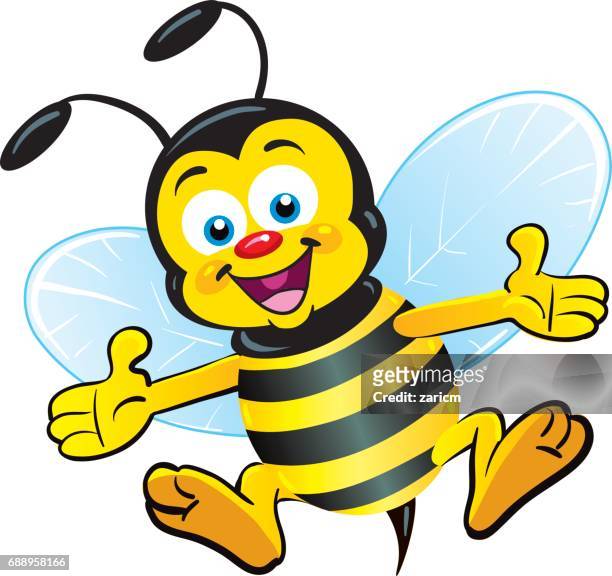 ilustraciones, imágenes clip art, dibujos animados e iconos de stock de feliz abeja - bumblebee
