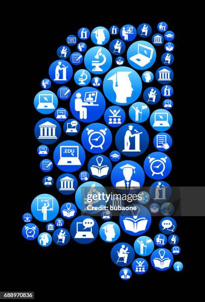 mississippi e-learning and college education blue button pattern - ms excel icon stock illustrations