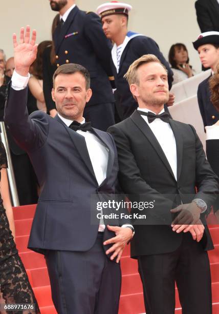 Francois Ozon, AND jeremie Renier attend 'Amant Double ' Red Carpet Arrivals during the 70th annual Cannes Film Festival at Palais des Festivals on...