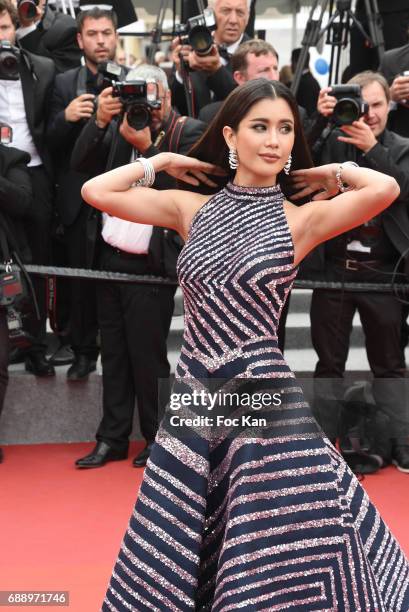 Praya Lundberg attends 'Amant Double ' Red Carpet Arrivals during the 70th annual Cannes Film Festival at Palais des Festivals on May 26, 2017 in...