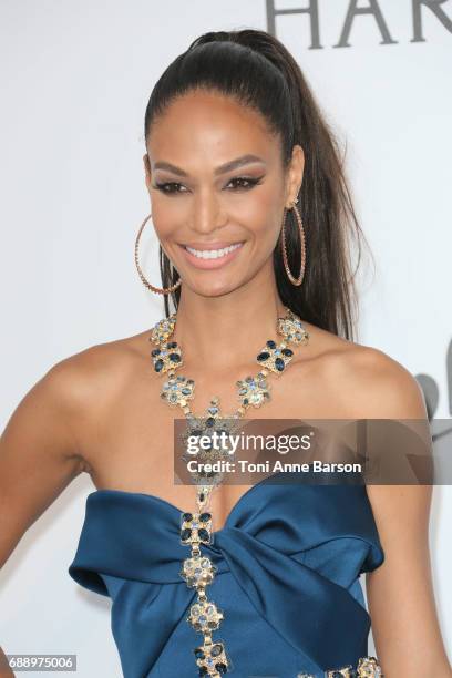 Joan Smalls arrives at the amfAR Gala Cannes 2017 at Hotel du Cap-Eden-Roc on May 25, 2017 in Cap d'Antibes, France.