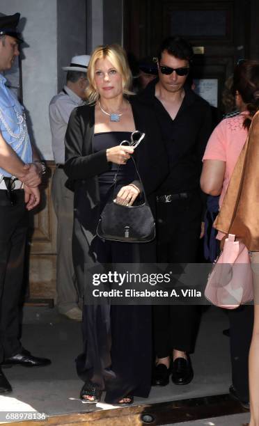 Patrizia Pellegrino attends the Laura Biagiotti funeral service in Basilica Santa Maria degli Angeli on May 27, 2017 in Rome, Italy.