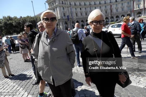 Silvia Venturini Fendi and Anna Fendi attend the Laura Biagiotti funeral service in Basilica Santa Maria degli Angeli on May 27, 2017 in Rome, Italy.