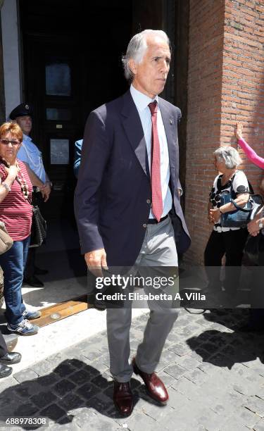 Giovanni Malago attends the Laura Biagiotti funeral service in Basilica Santa Maria degli Angeli on May 27, 2017 in Rome, Italy.