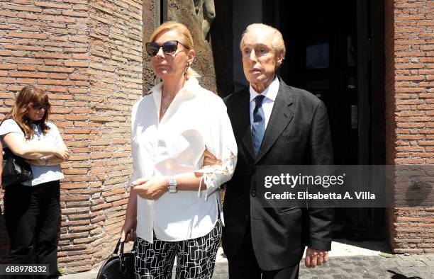 Designer Renato Balestra attends the Laura Biagiotti funeral service in Basilica Santa Maria degli Angeli on May 27, 2017 in Rome, Italy.