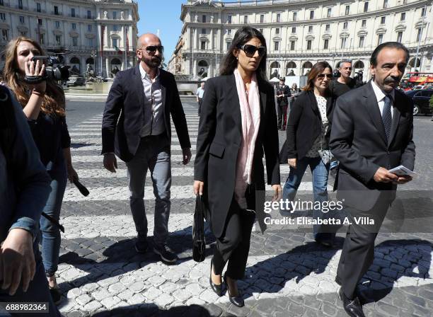 Mayor of Rome Virginia Raggi attends the Laura Biagiotti funeral service in Basilica Santa Maria degli Angeli on May 27, 2017 in Rome, Italy.