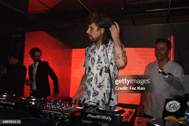 Busy P aka Pedro Winter and DJ Laurent Garnier perform during the Villa Schweppes Party during the 70th annual Cannes Film Festival at on May 26,...