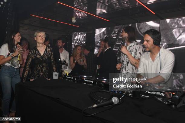 Busy P aka Pedro Winter and DJ Laurent Garnier perform during the Villa Schweppes Party during the 70th annual Cannes Film Festival at on May 26,...