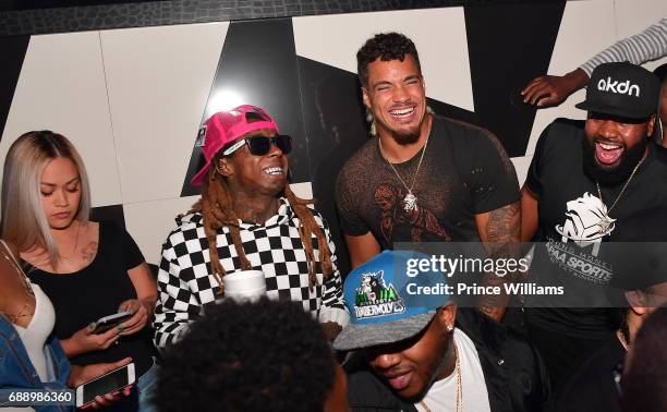 Lil Wayne and Duke Riley attend Duke Rileys Signing Party at Gold Room on May 27, 2017 in Atlanta, Georgia.