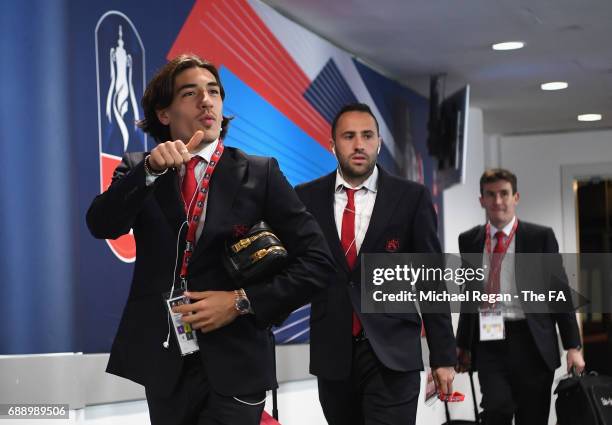Hector Bellerin of Arsenal arrives at the stadium prior to the Emirates FA Cup Final between Arsenal and Chelsea at Wembley Stadium on May 27, 2017...