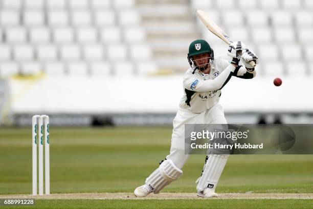 Tom Kohler-Cadmore of Worcestershire bats during the Specsavers County Championship division two match between Northamptonshire and Worcestershire at...