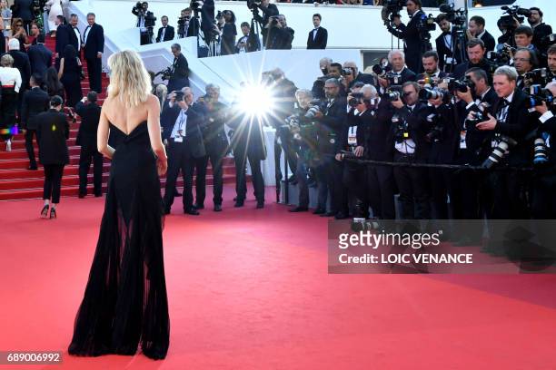 Czech model Karolina Kurkova poses as she arrives on May 27, 2017 for the screening of the film 'Based on a True Story' at the 70th edition of the...