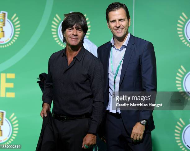 Head coach of the German national team Joachim Loew and team manager of the German national team Oliver Bierhoff arrive for the DFB Cup Final 2017...