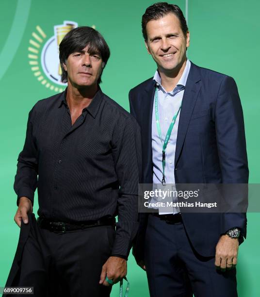 Head coach of the German national team Joachim Loew and team manager of the German national team Oliver Bierhoff arrive for the DFB Cup Final 2017...