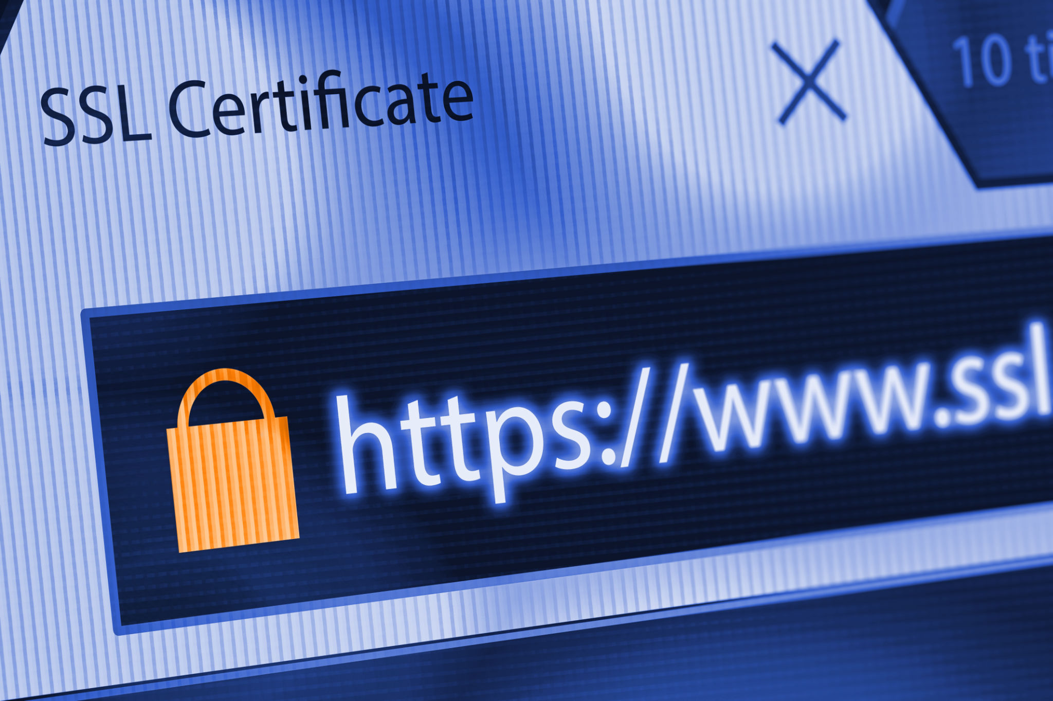 Close-up of a browser window showing lock icon during SSL connection Close-up of a browser window showing lock icon during SSL connection