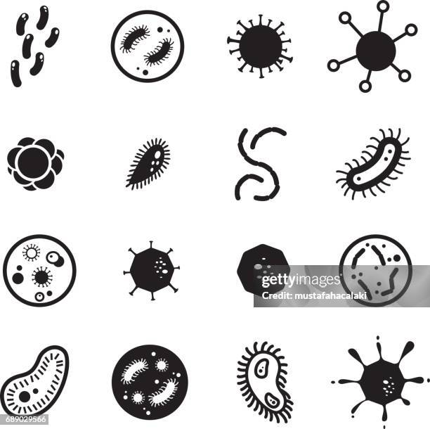 ilustraciones, imágenes clip art, dibujos animados e iconos de stock de siluetas de virus - enfermedad contagiosa