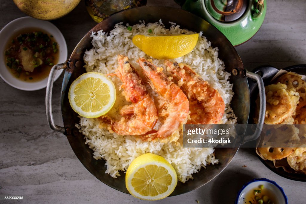 Deep Fried Prawn over Rice Bowl