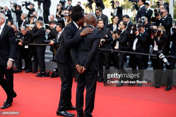 Asto Kross and Lucien Jean Baptiste attend the "Based On A True Story" screening during the 70th annual Cannes Film Festival at Palais des Festivals...