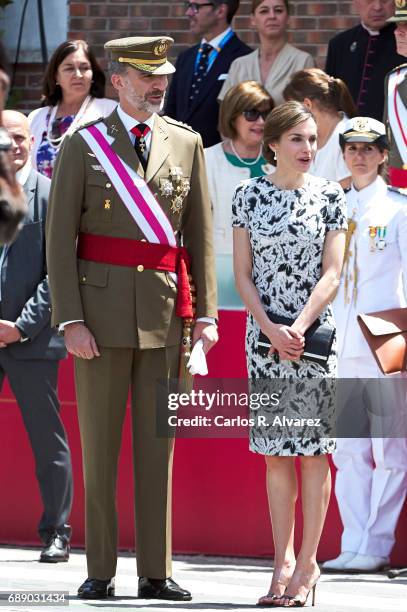 King Felipe VI of Spain and Queen Letizia of Spain attend the Armed Forces Day on May 27, 2017 in Guadalajara, Spain.