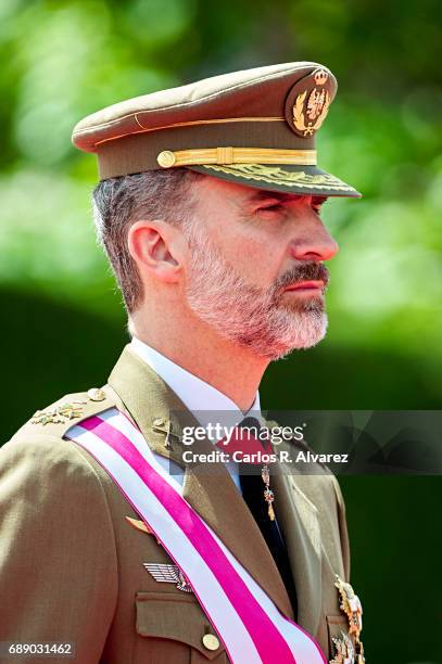 King Felipe VI of Spain attends the Armed Forces Day on May 27, 2017 in Guadalajara, Spain.